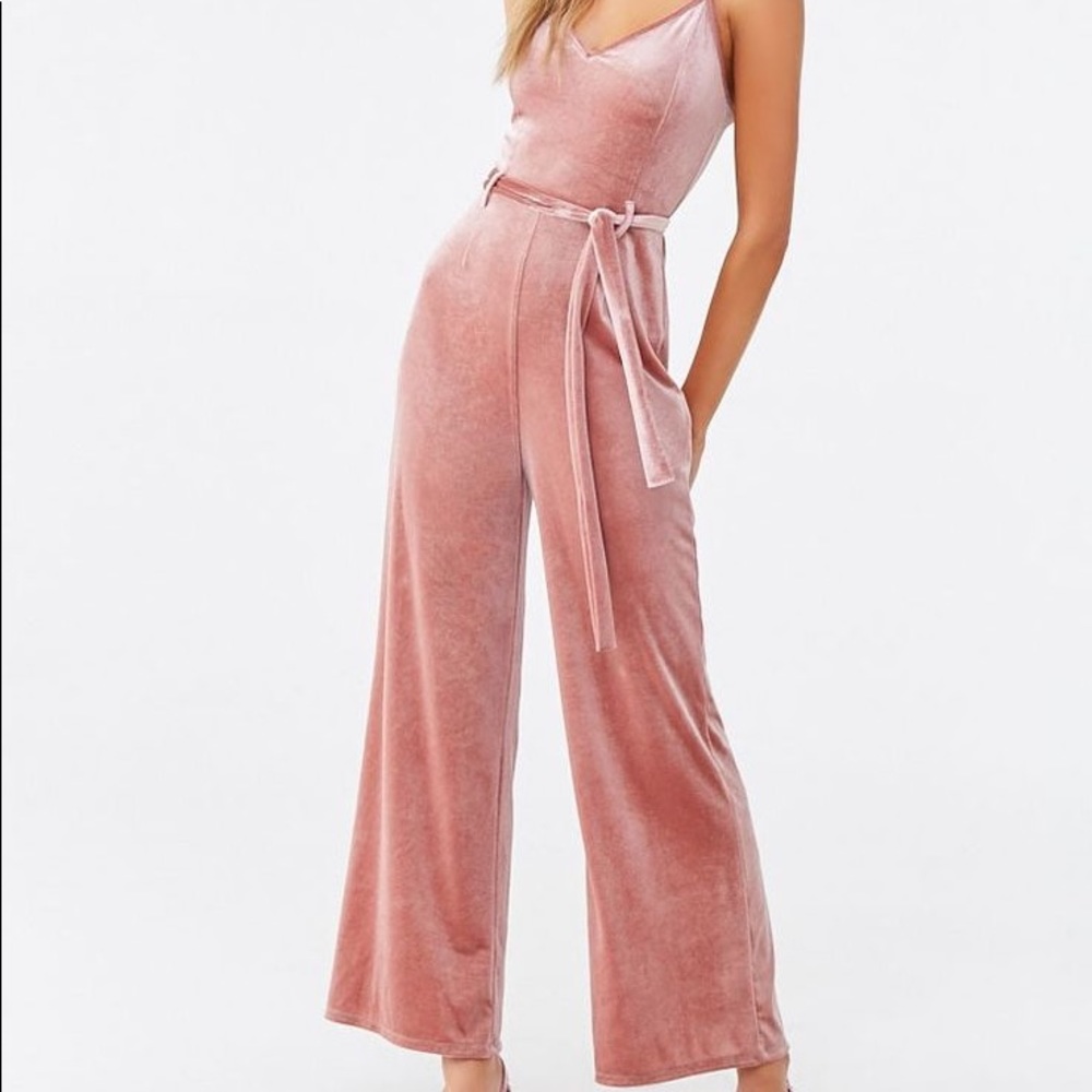 Pink velvet crushed jumpsuit